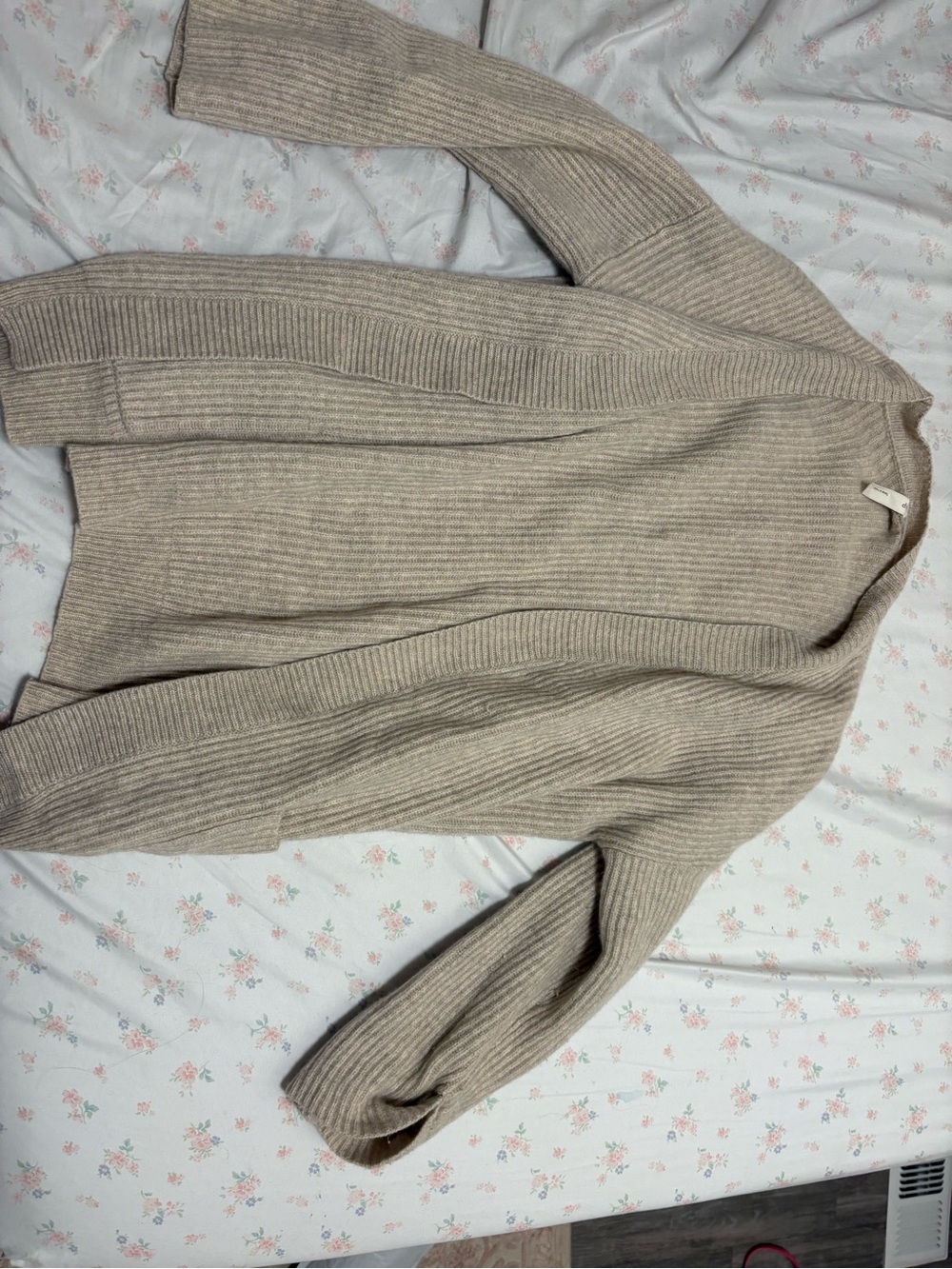 Plush Cashmere Rib-Knit Cardigan - Cream Nap originally $399 - Picture 2 of 6